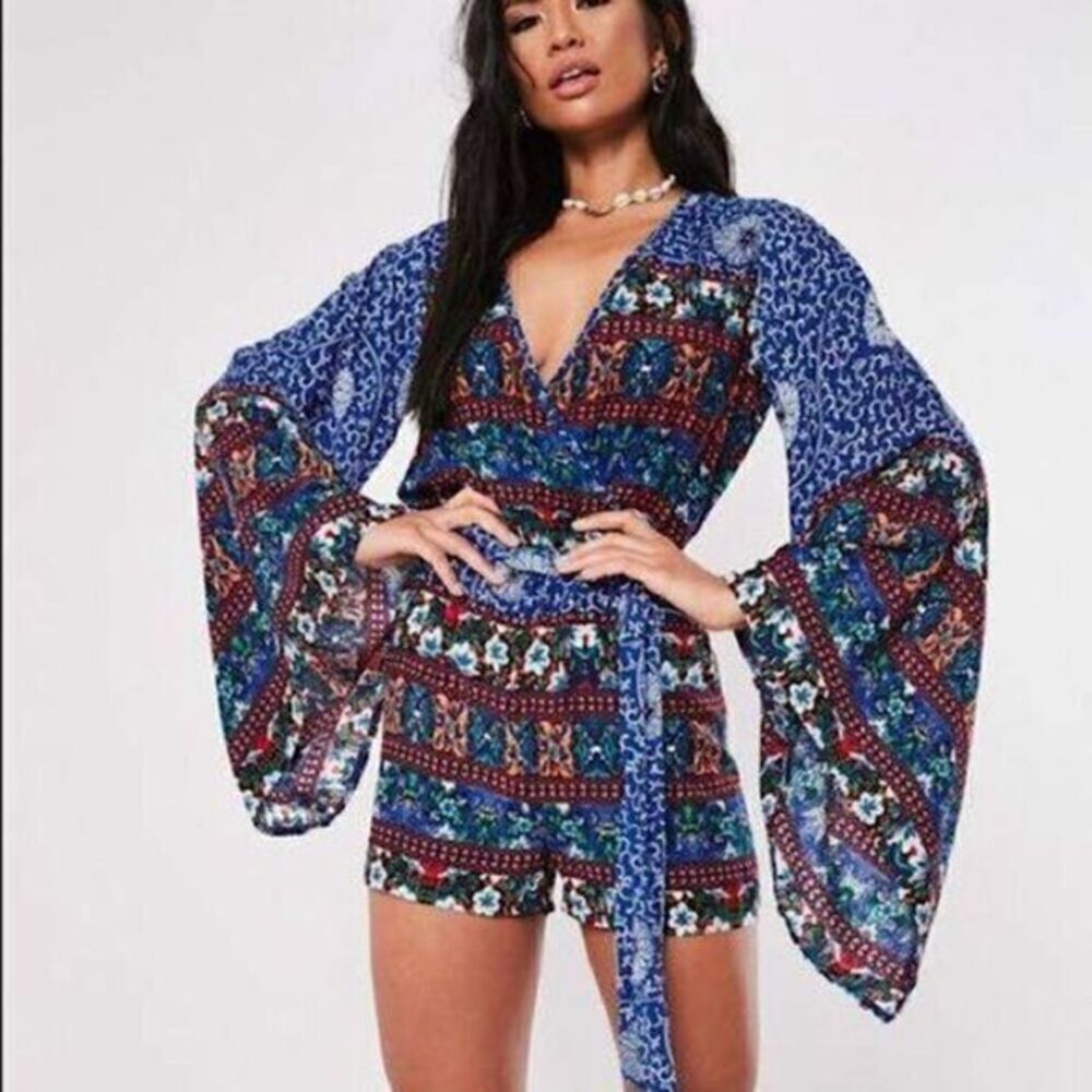 MISSGUIDED BLUE ROMPER